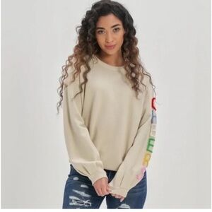 NWT, Aerie Cream Knit Cheers Sweatshirt